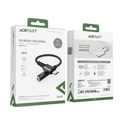 Adaptador de Áudio USB-C - 3.5mm Acefast C1-07, Preto