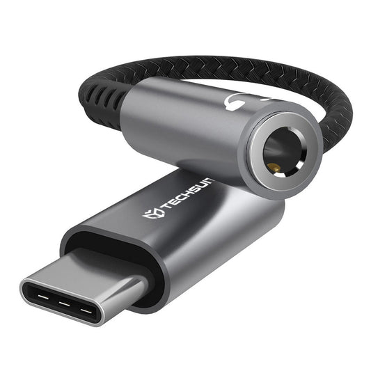 Adaptador de Áudio USB-C - 3.5mm Techsuit AC14 SonicPiX, Cinzento