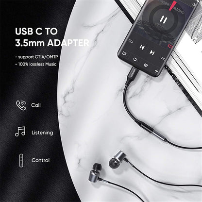Adaptador de Áudio USB-C - 3.5mm UGREEN AV142, Preto