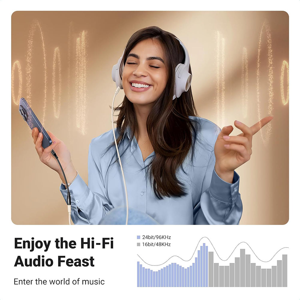 Adaptador de Áudio USB-C - 3.5mm UGREEN AV161, Preto