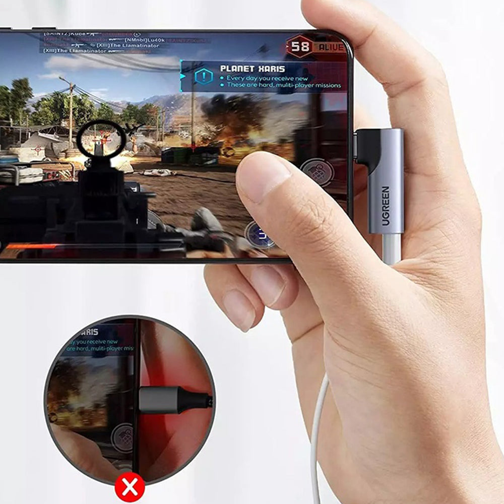 Adaptador de Áudio USB-C - 3.5mm UGREEN CM460 (20194) Angulado, Cinzento