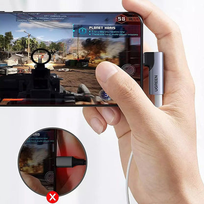 Adaptador de Áudio USB-C - 3.5mm UGREEN CM460 (20194) Angulado, Cinzento