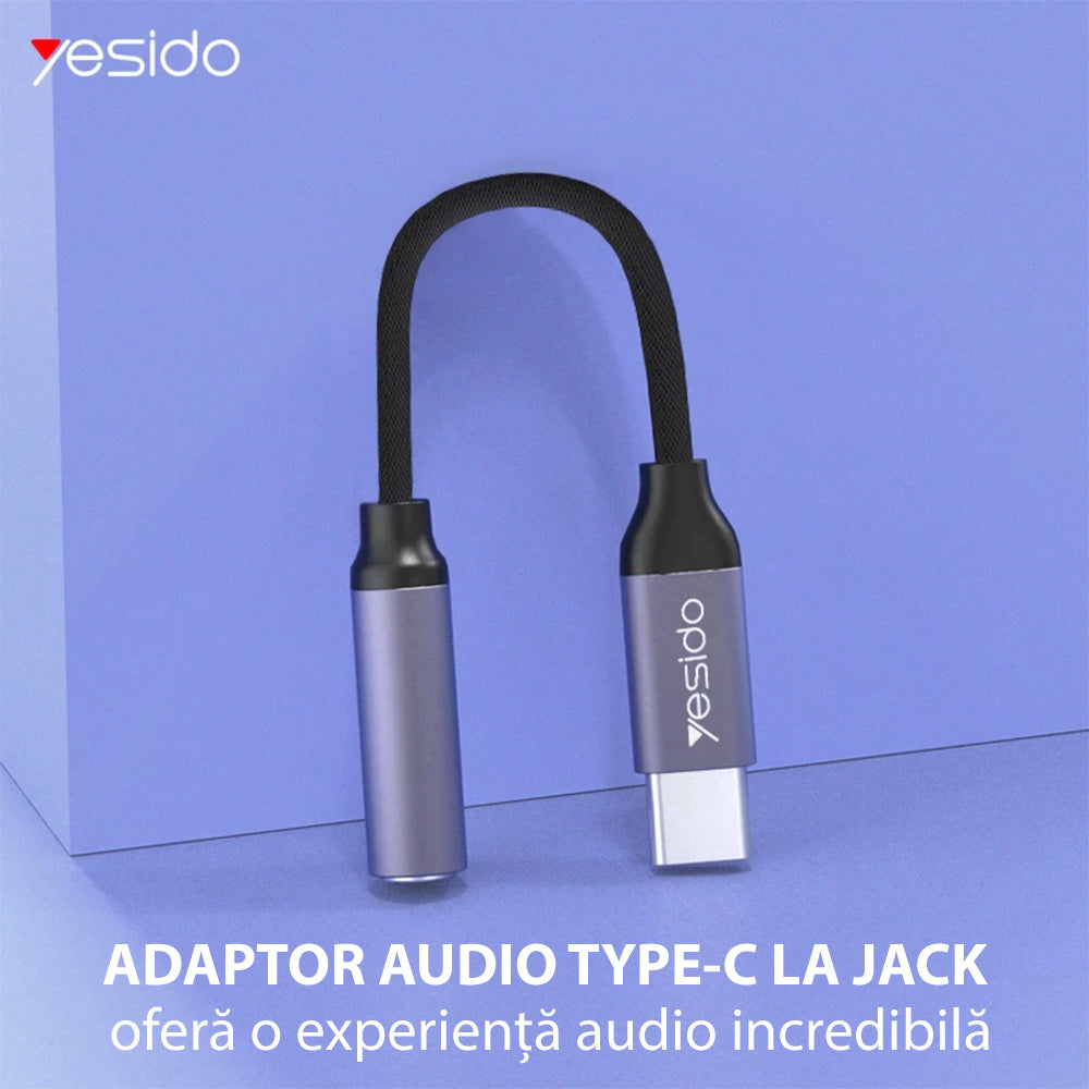 Adaptador de Áudio USB-C - 3.5mm Yesido YAU19, Preto