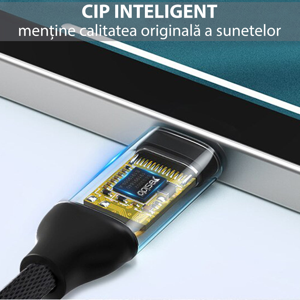 Adaptador de Áudio USB-C - 3.5mm Yesido YAU19, Preto