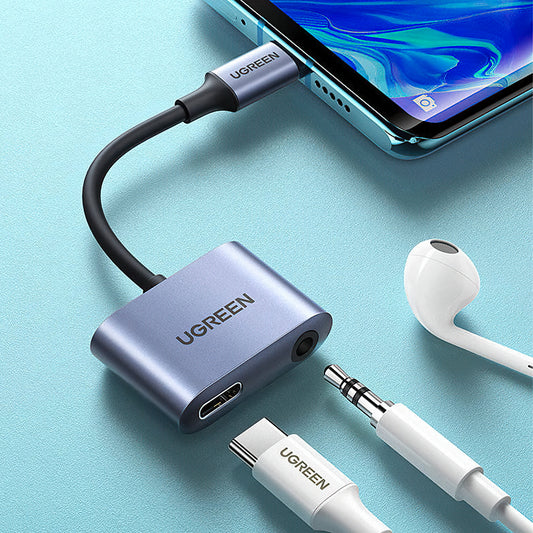 Adaptador de Áudio USB-C - 3.5mm / USB-C UGREEN CM231, Cinzento