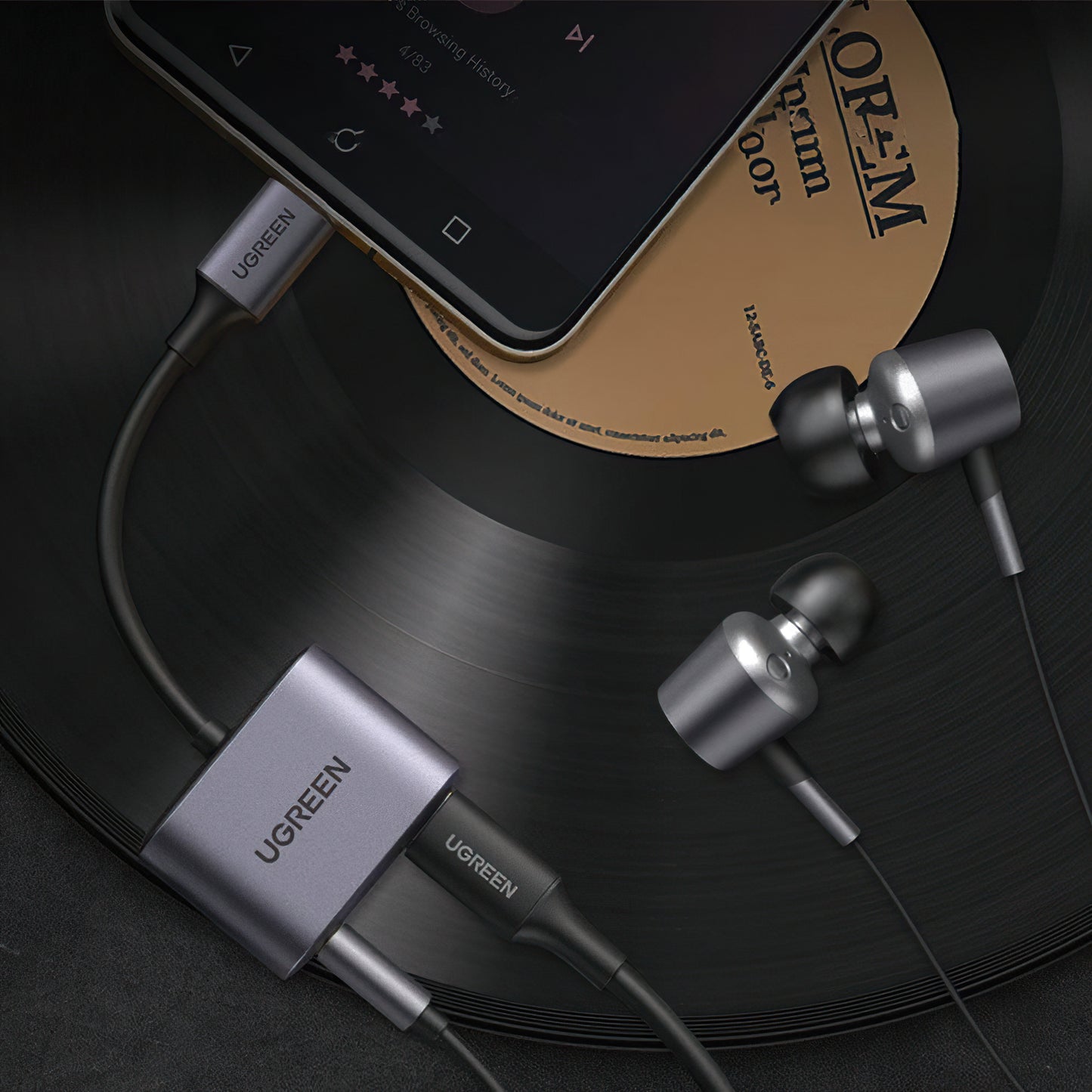 Adaptador de Áudio USB-C - 3.5mm / USB-C UGREEN CM231, Cinzento