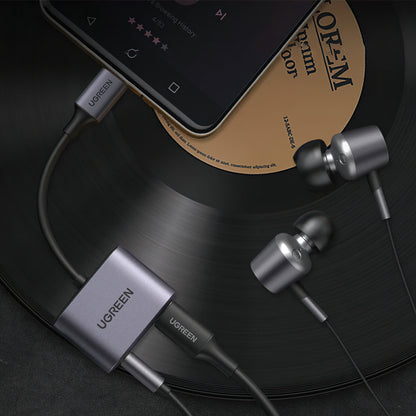 Adaptador de Áudio USB-C - 3.5mm / USB-C UGREEN CM231, Cinzento