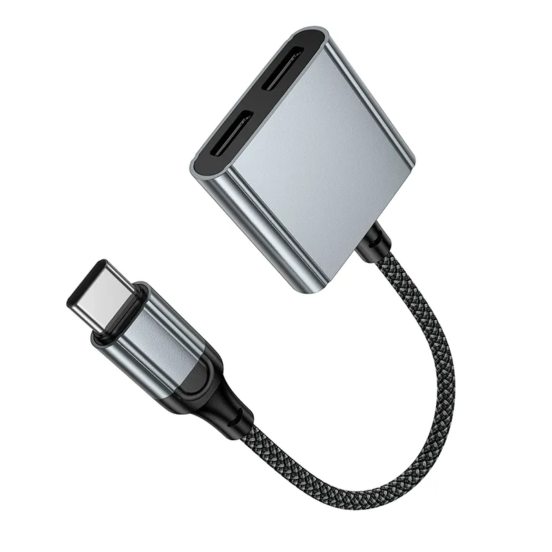 Adaptador de Áudio USB-C - USB-C / USB-C HOCO UPA34A, Cinzento