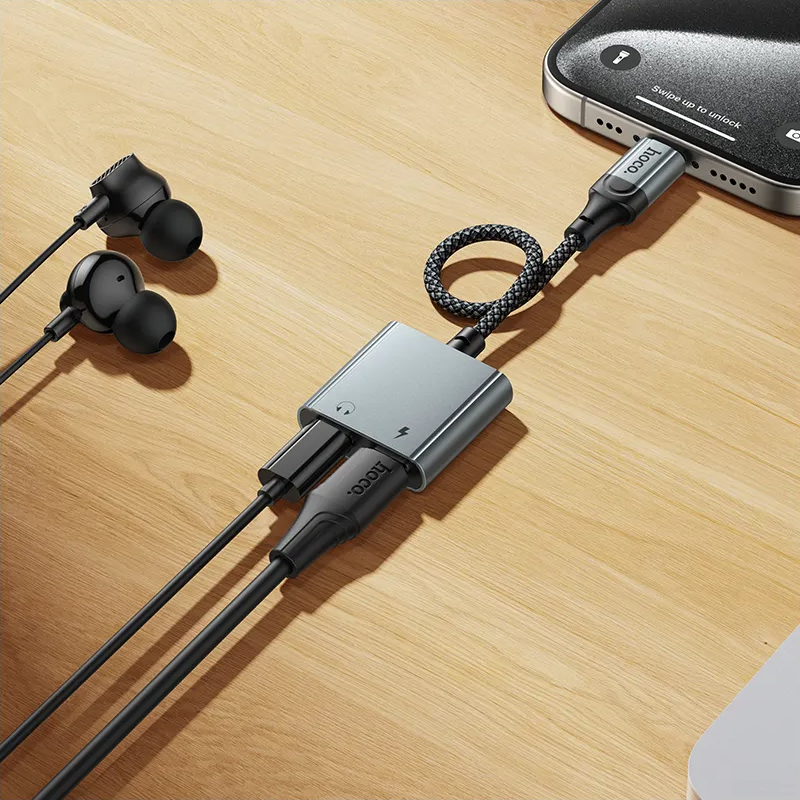 Adaptador de Áudio USB-C - USB-C / USB-C HOCO UPA34A, Cinzento