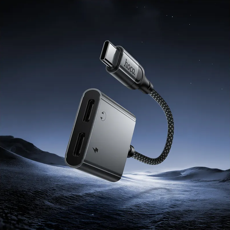 Adaptador de Áudio USB-C - USB-C / USB-C HOCO UPA34A, Cinzento