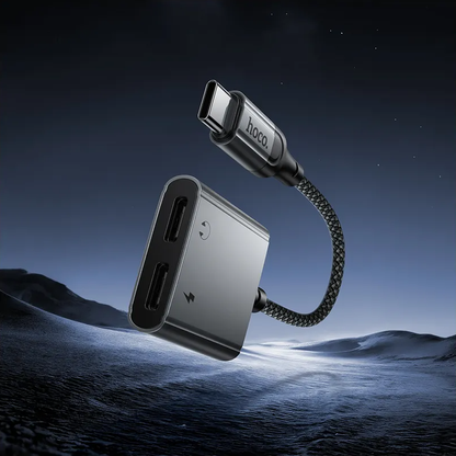 Adaptador de Áudio USB-C - USB-C / USB-C HOCO UPA34A, Cinzento