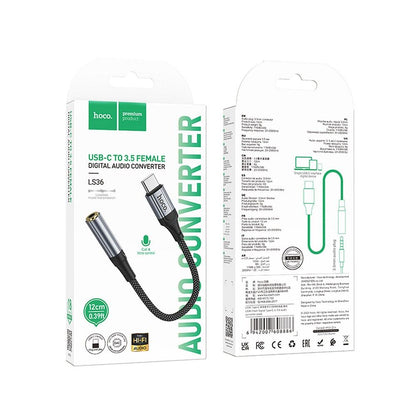 Adaptador de Áudio USB-C - 3.5mm HOCO LS36, Cinzento
