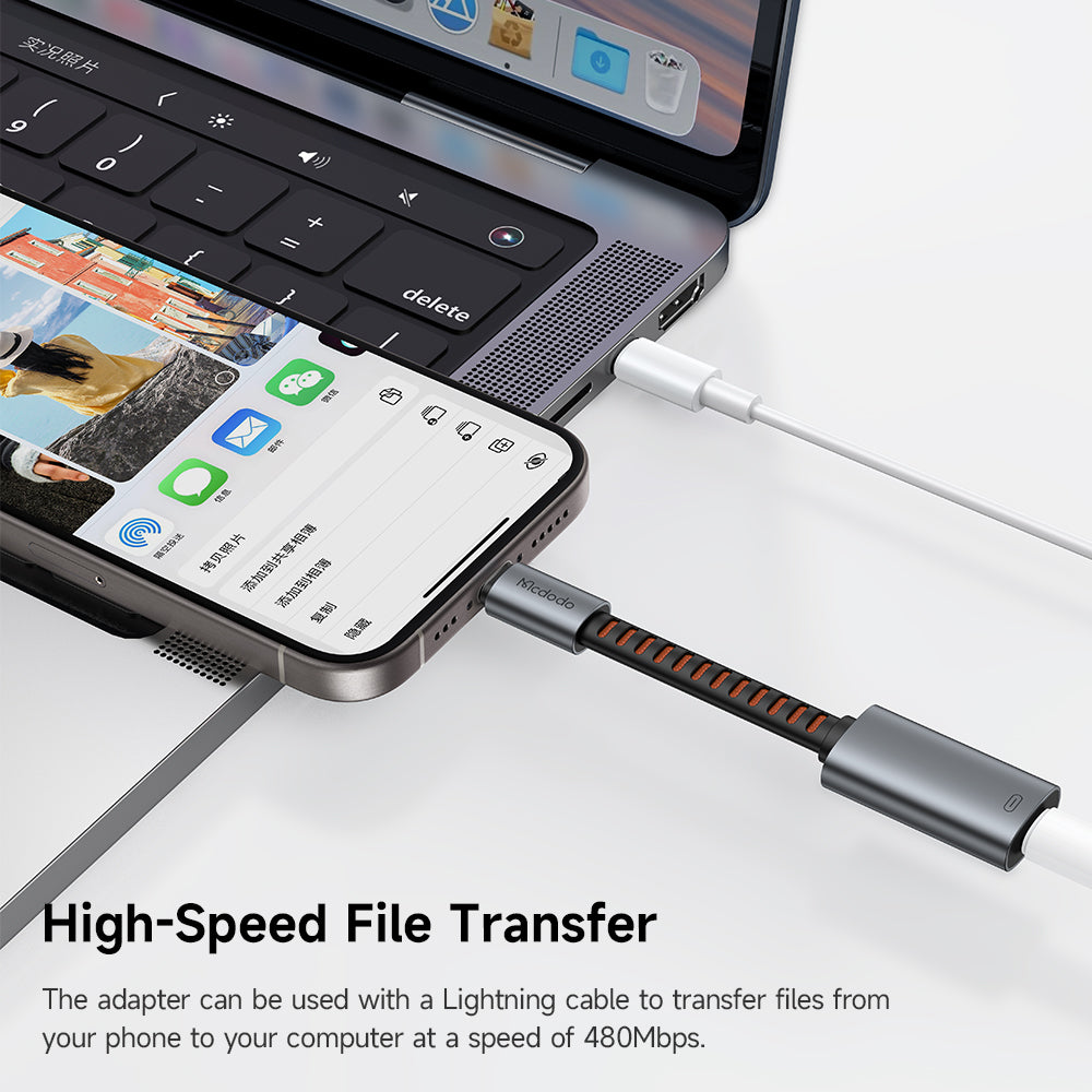 Adaptador de Áudio USB-C - Lightning McDodo CA-4870, Cinzento