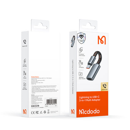 Adaptador de Áudio USB-C - Lightning McDodo CA-4870, Cinzento