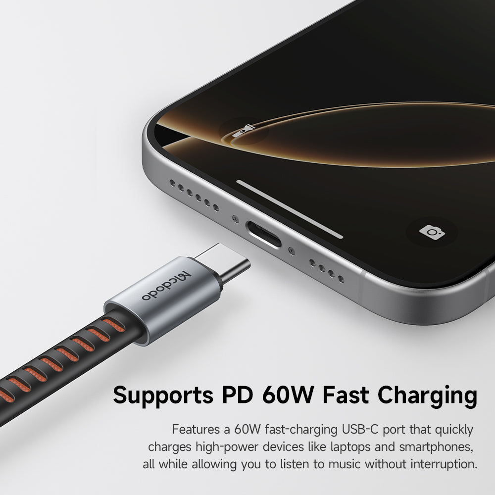 Adaptador Áudio USB-C - USB-C / 3.5mm McDodo CA-3120, Cinzento