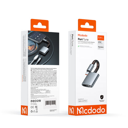 Adaptador Áudio USB-C - USB-C / 3.5mm McDodo CA-3120, Cinzento