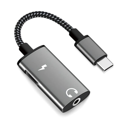 Adaptador de Áudio USB-C - USB-C / 3.5mm Techsuit AC22 AcustiCore, Cinzento