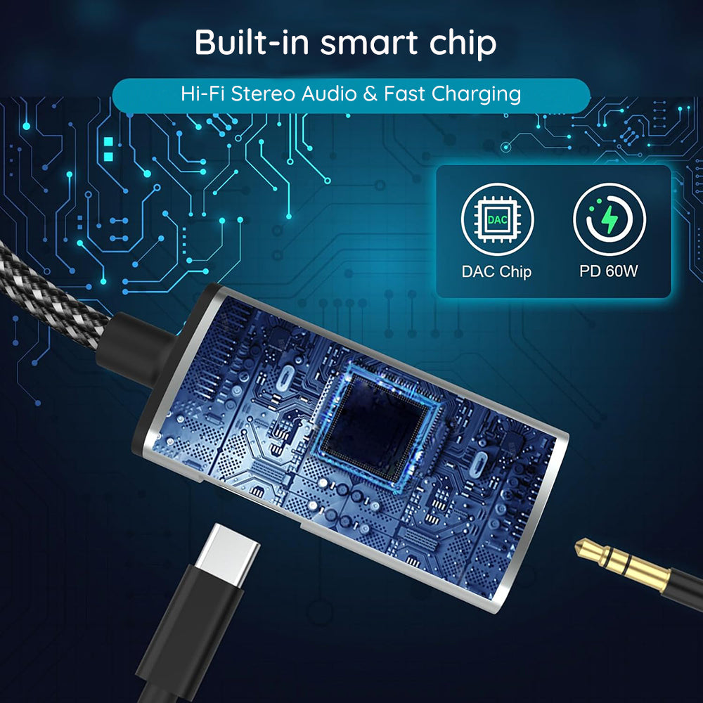 Adaptador de Áudio USB-C - USB-C / 3.5mm Techsuit AC22 AcustiCore, Cinzento