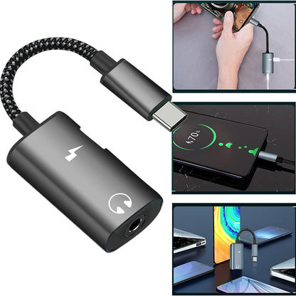 Adaptador de Áudio USB-C - USB-C / 3.5mm Techsuit AC22 AcustiCore, Cinzento