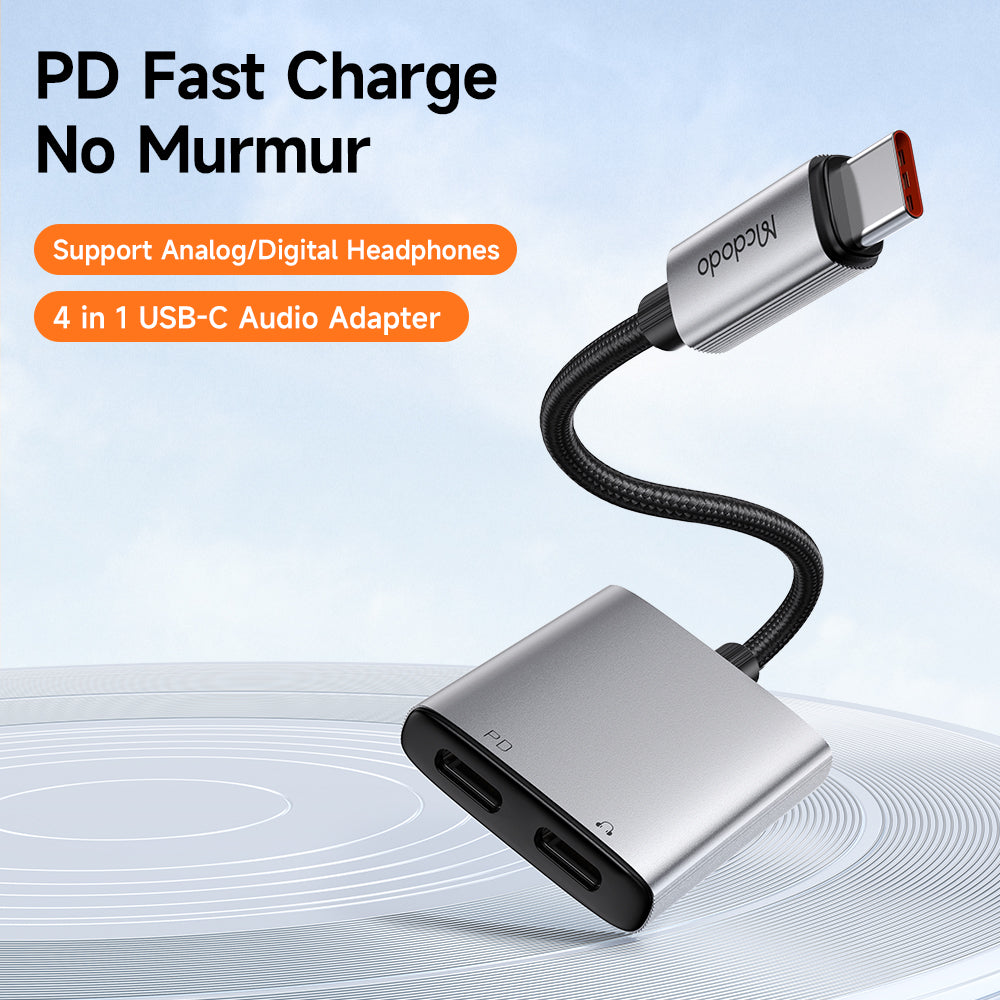 Adaptador de Áudio USB-C - USB-C / USB-C McDodo CA-5570 Wales, Cinzento