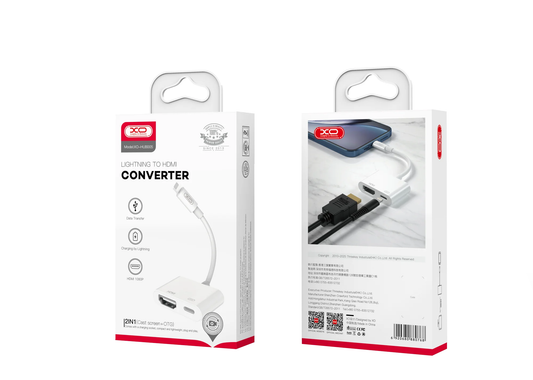 Adaptador de Áudio e Vídeo Lightning - HDMI / Lightning XO Design HUB005, Branco