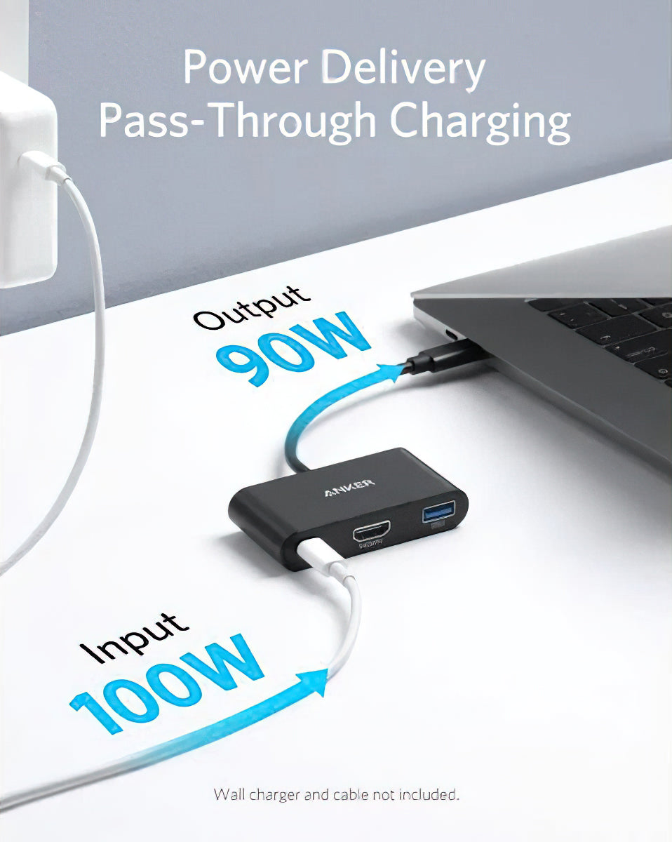 Adaptador Áudio e Vídeo USB-C - USB-C / HDMI / USB-A Anker PowerExpand, Preto A8339HA1