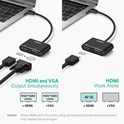 Adaptador de Vídeo UGREEN CM449, USB-A - HDMI / VGA, Cinzento