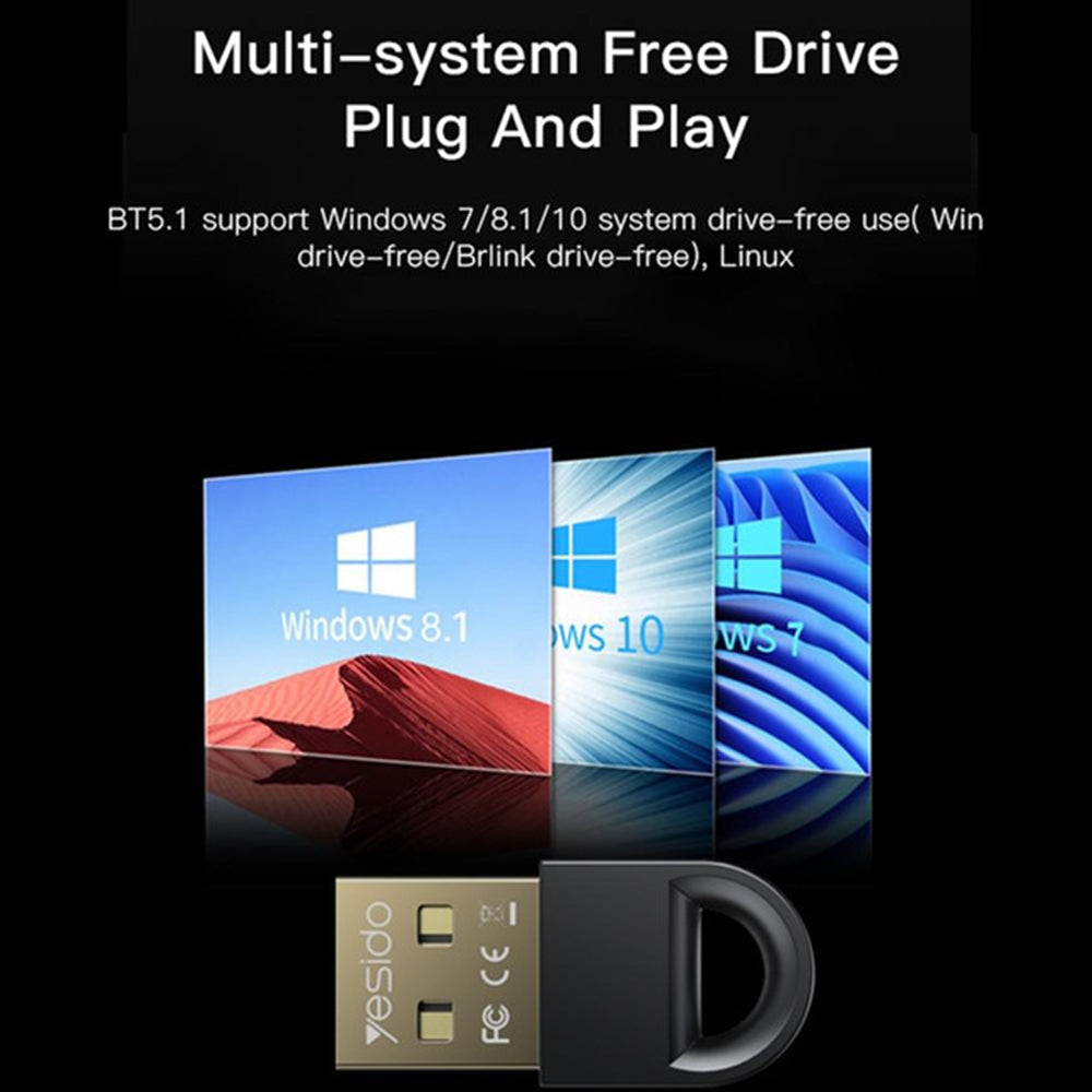 Adaptador Bluetooth USB Yesido YAU34, Preto