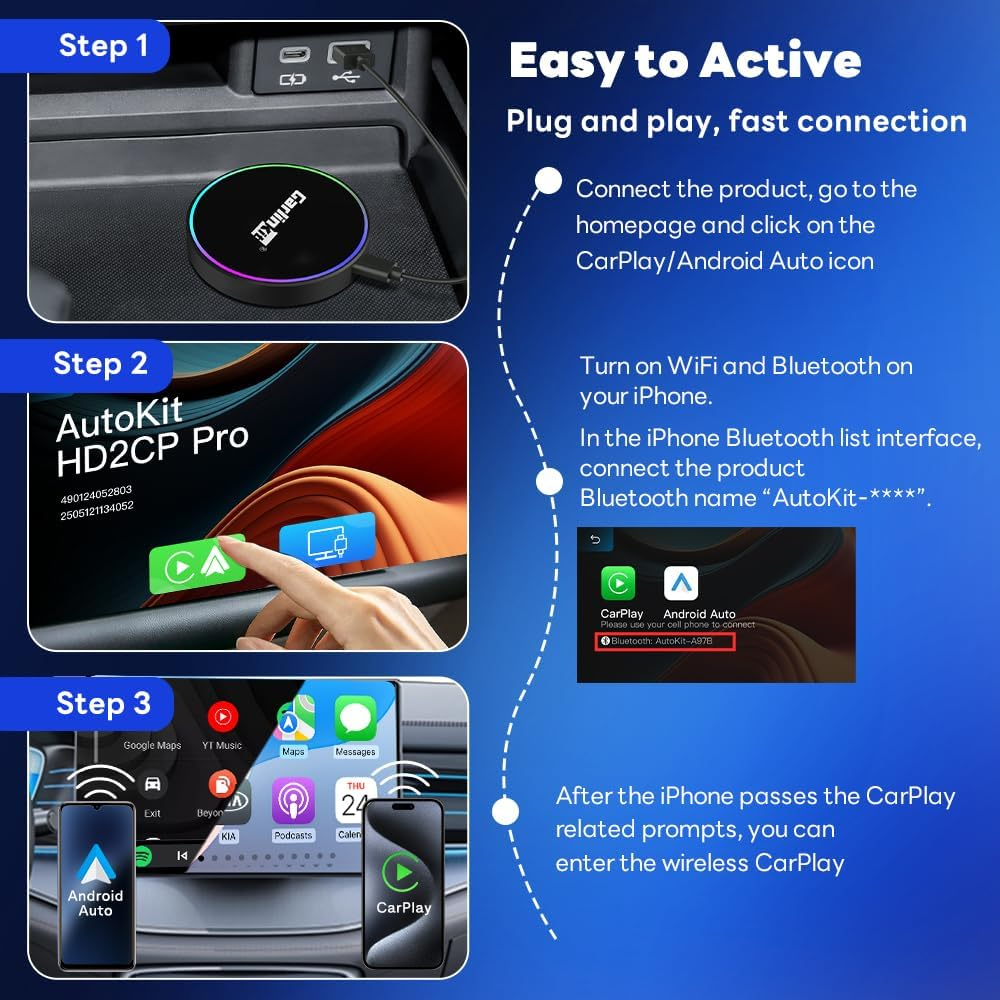 Adaptador Carplay / Android Auto Wireless Carlinkit HD2CP Pro para Apple iPhone / Série Android