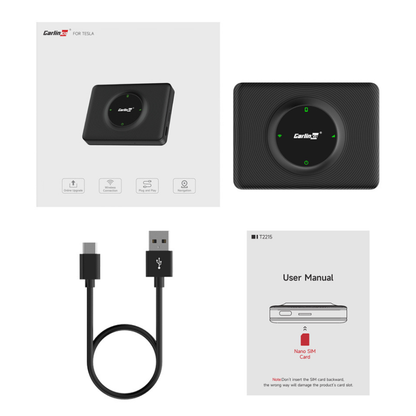 Adaptador Carplay / Android Auto Wireless Carlinkit compatível com Tesla Model 3 / X / Y / S para Apple iPhone / Android Series CPC200-T2C