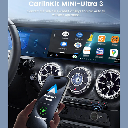 Adaptador Carplay / Android Auto Wireless Carlinkit Mini Ultra3 para Apple iPhone / Série Android