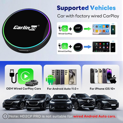 Adaptador Carplay / Android Auto Wireless Carlinkit HD2CP Pro para Apple iPhone / Série Android