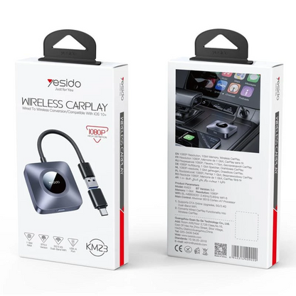 Adaptador Carplay Wireless Yesido KM23 para Apple iPhone Series