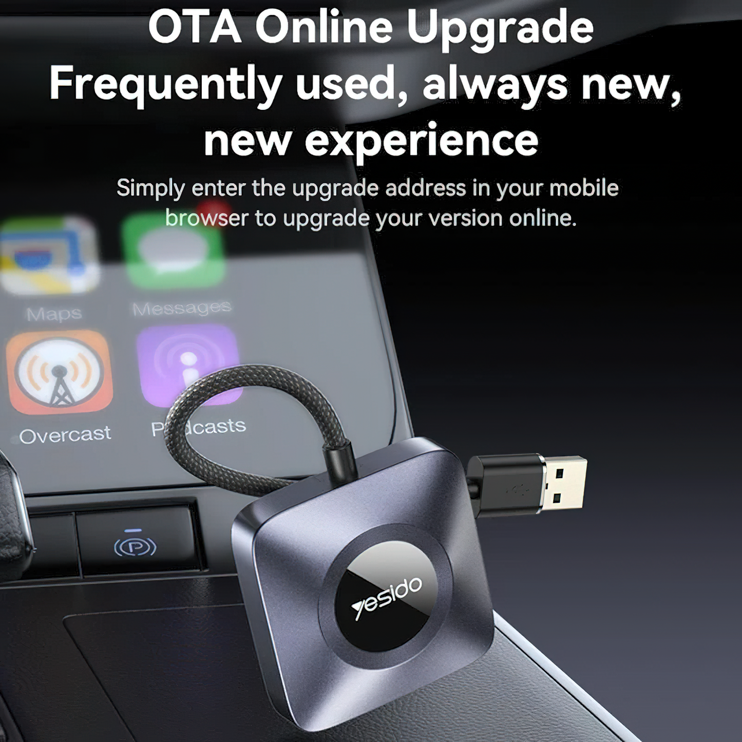 Adaptador Carplay Wireless Yesido KM23 para Apple iPhone Series