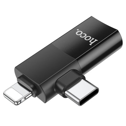 Adaptador OTG USB-C / Lightning - USB-A HOCO UA17, Preto