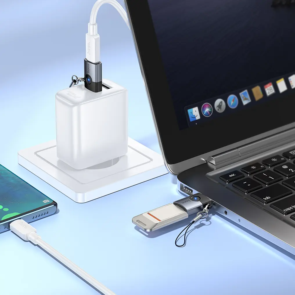 Adaptador de Dados e Carregamento USB-C - USB-A HOCO UA46B, Cinzento