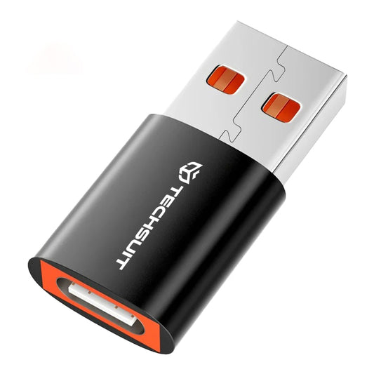 Adaptador de Dados e Carregamento USB-C - USB-A Techsuit A5 HyperPort, Preto Laranja