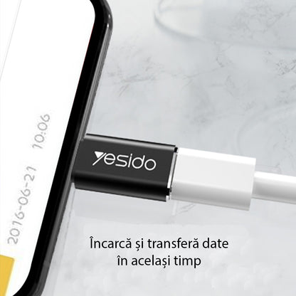 Adaptador de Dados e Carregamento USB-C - Lightning Yesido GS03, Preto
