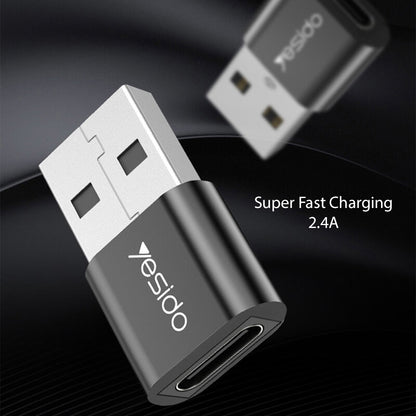 Adaptador de Dados e Carregamento USB-C - USB-A Yesido GS09, Preto