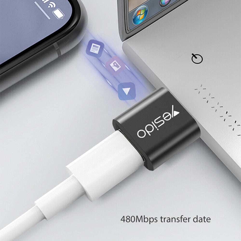Adaptador de Dados e Carregamento USB-C - USB-A Yesido GS09, Preto