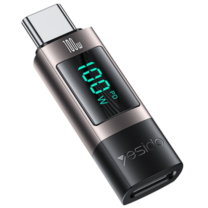 Adaptador de Dados e Carregamento USB-C - USB-C Yesido GS24 Display, Cinzento