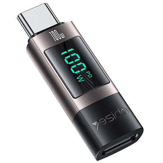 Adaptador de Dados e Carregamento USB-C - USB-C Yesido GS24 Display, Cinzento
