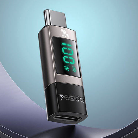 Adaptador de Dados e Carregamento USB-C - USB-C Yesido GS24 Display, Cinzento