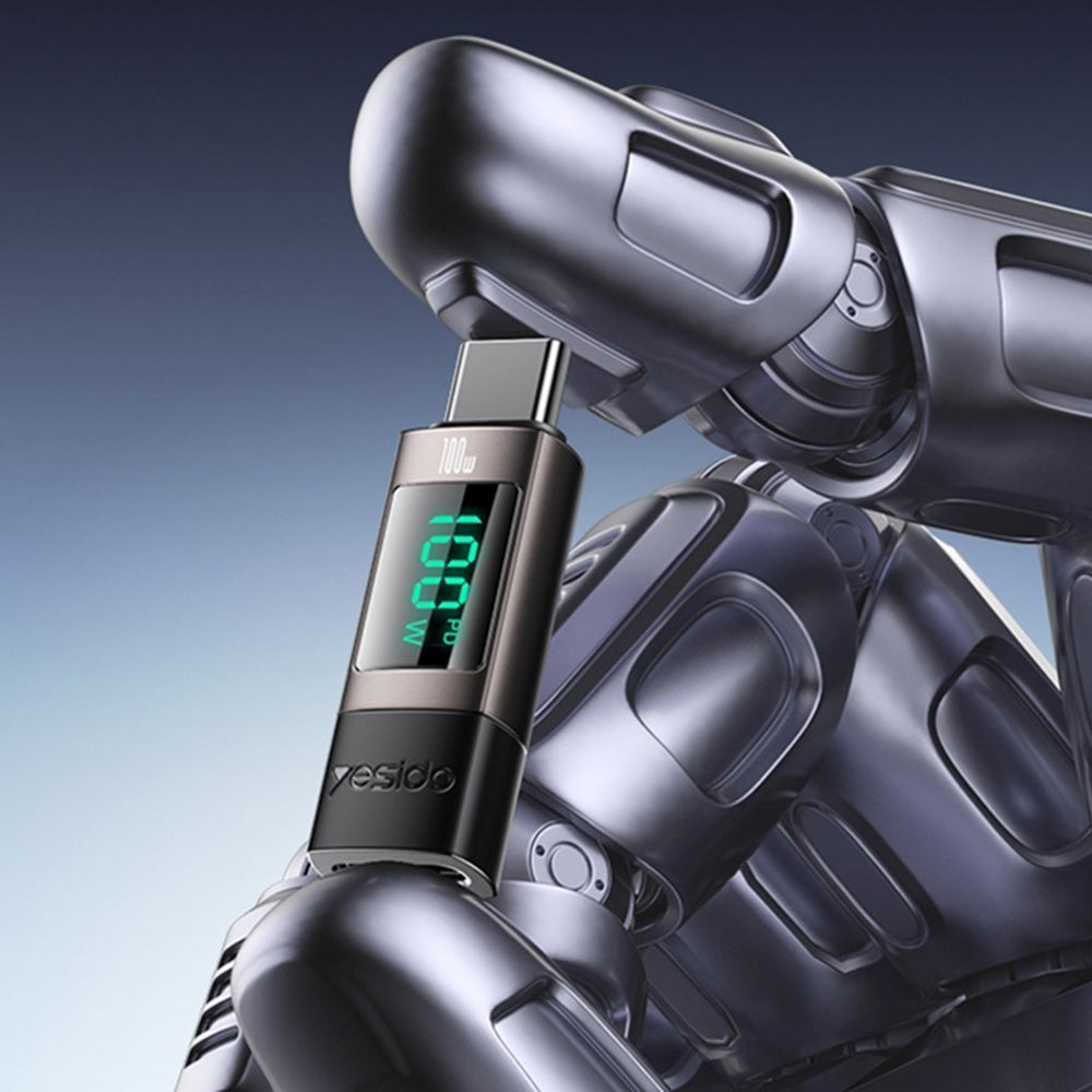 Adaptador de Dados e Carregamento USB-C - USB-C Yesido GS24 Display, Cinzento