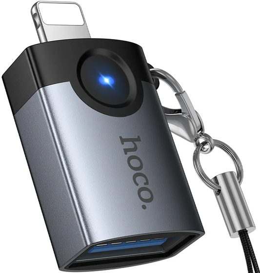Adaptador OTG Lightning - USB-A HOCO UA46, Cinzento