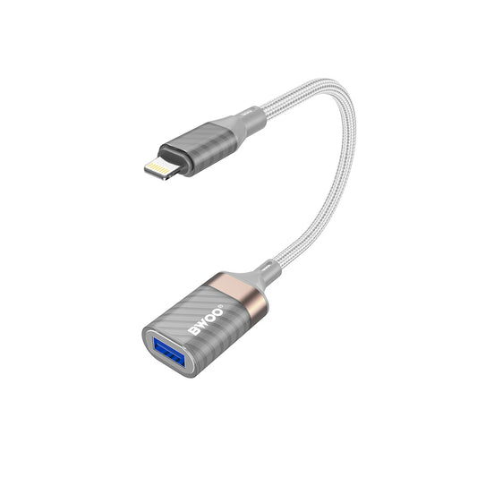 Adaptador OTG Lightning - USB-A BWOO BZ70, Cinzento