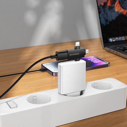 Adaptador OTG Lightning / microUSB / USB-C - USB-A Borofone BV26D, Preto