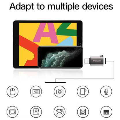Adaptador OTG Lightning - USB-A Yesido GS14, Preto