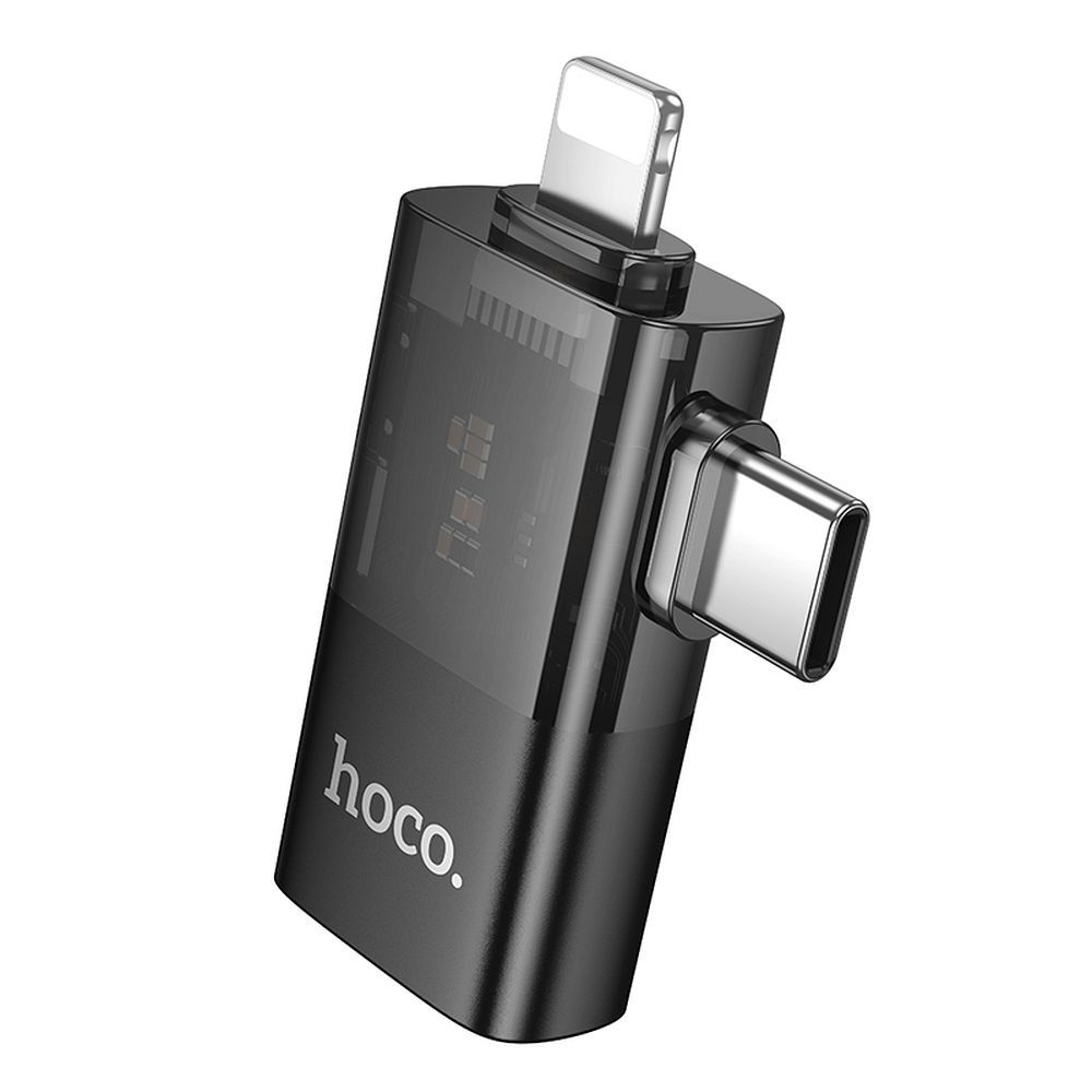 Adaptador OTG Lightning / USB-C - USB-A HOCO UA36E, Preto