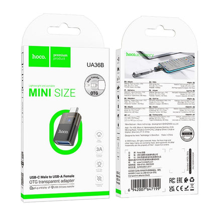 Adaptador OTG USB-C - USB-A HOCO UA36B, Preto